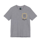 Majeta Script Frame Tee — "No Note, No Worry" White Short Sleeve T-Shirt