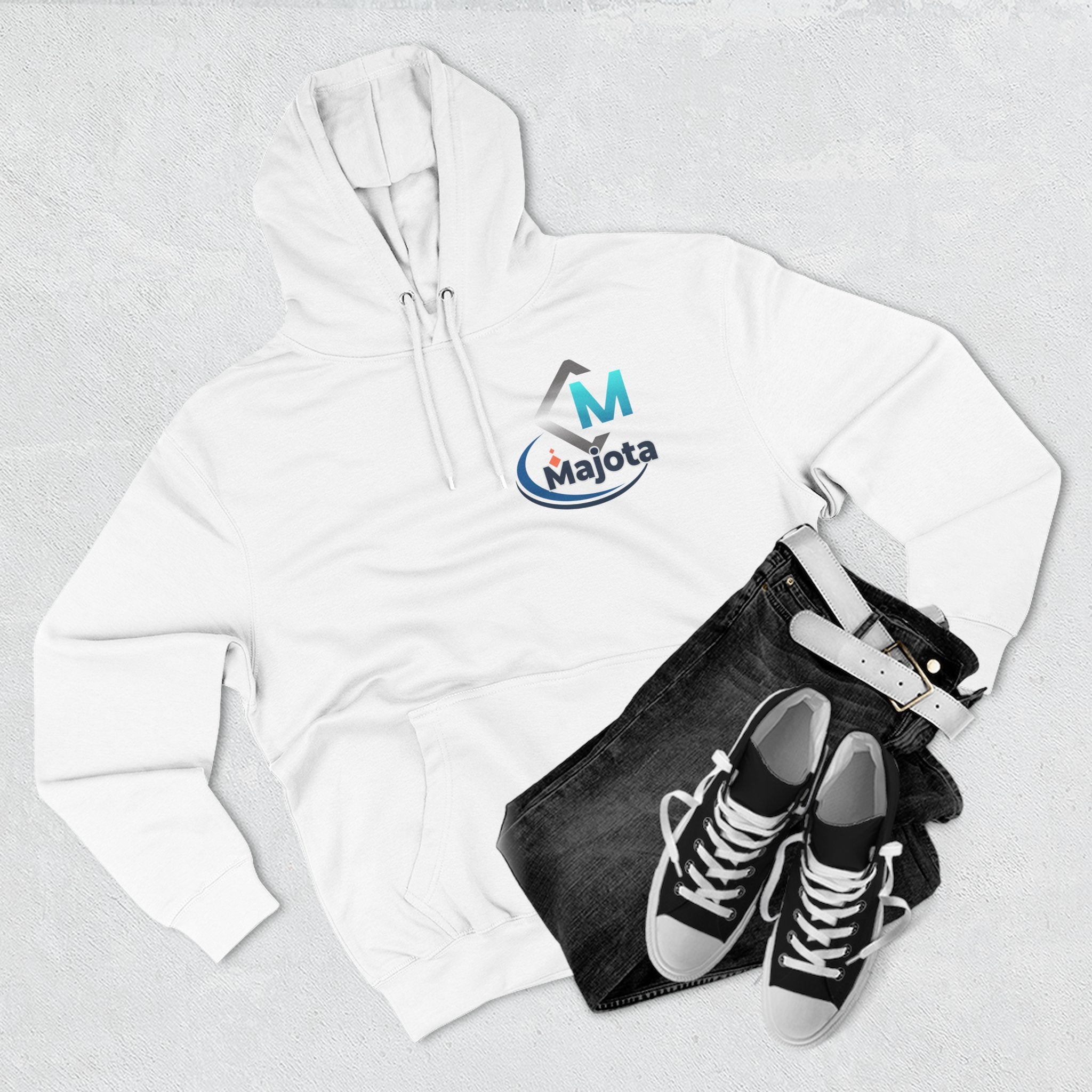 Majota Logo Hoodie – Lightweight White Fleece Pullover