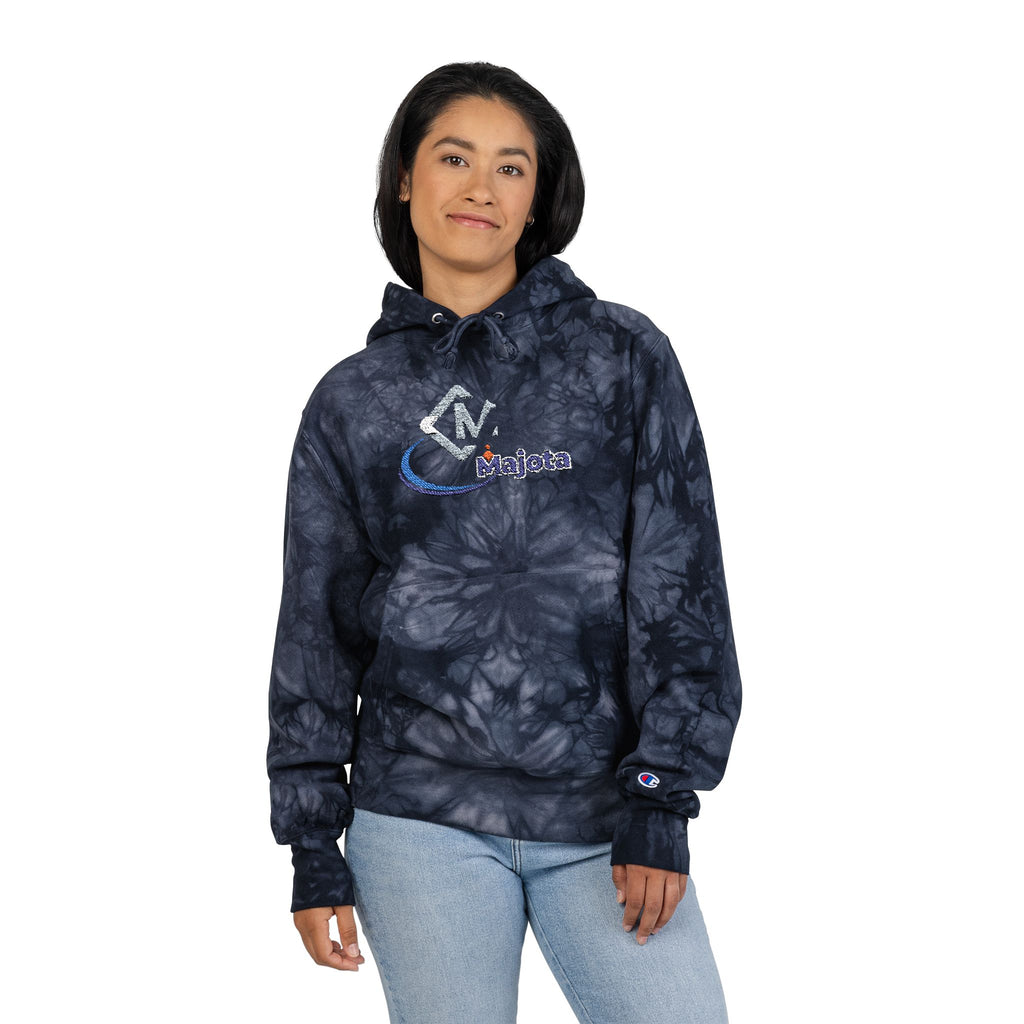 Embroidered Champion Tie-Dye Hoodie – Black Marble Crewneck