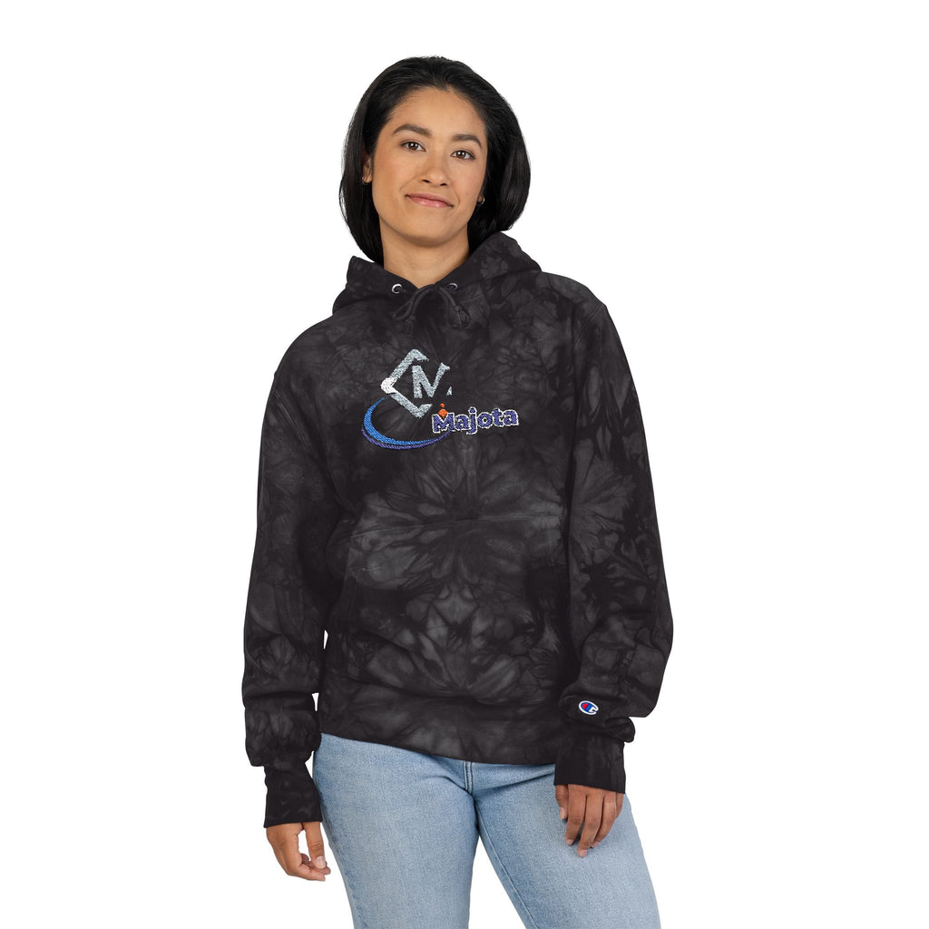 Embroidered Champion Tie-Dye Hoodie – Black Marble Crewneck