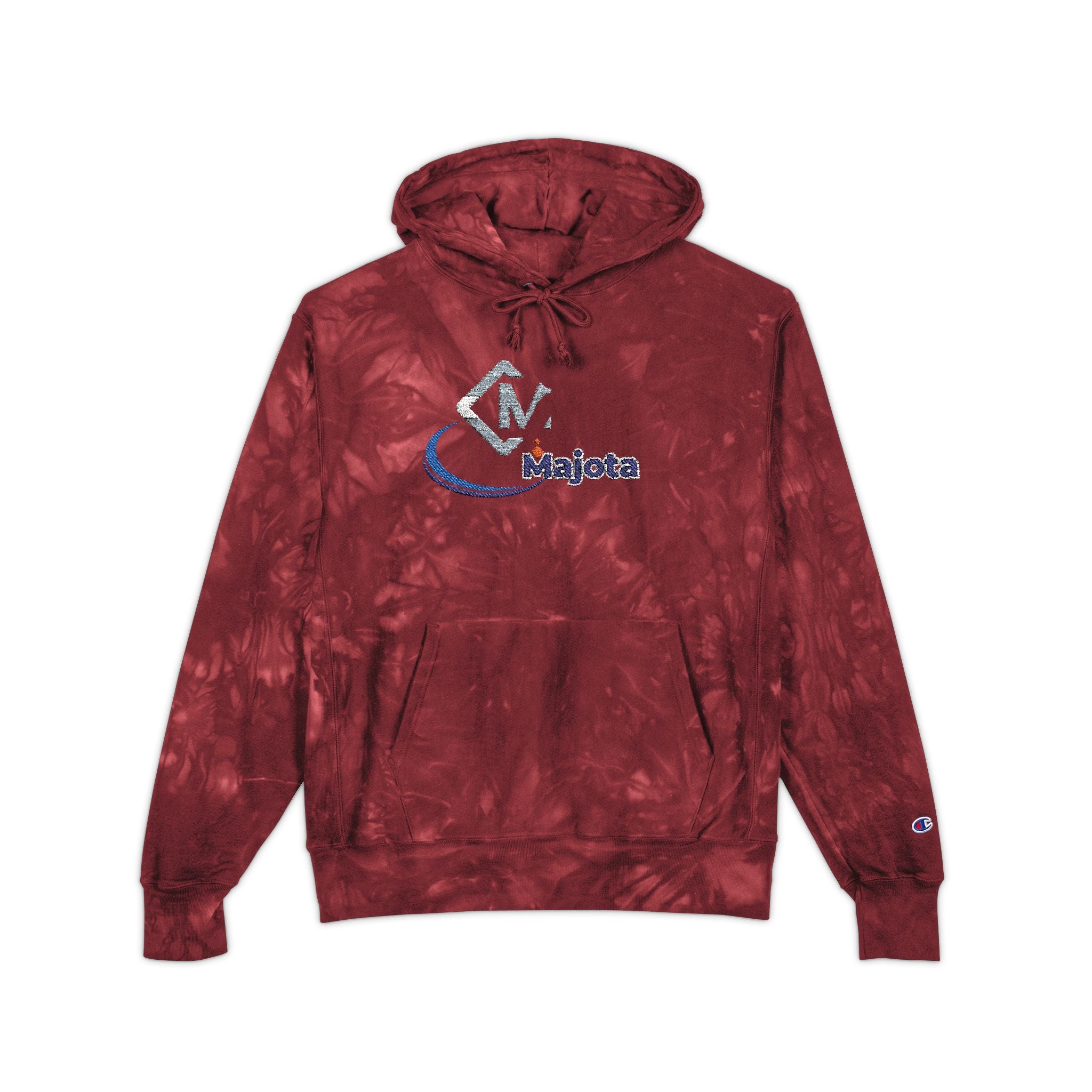 Embroidered Champion Tie-Dye Hoodie – Black Marble Crewneck