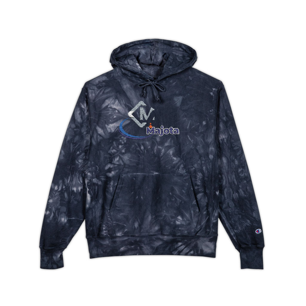 Embroidered Champion Tie-Dye Hoodie – Black Marble Crewneck