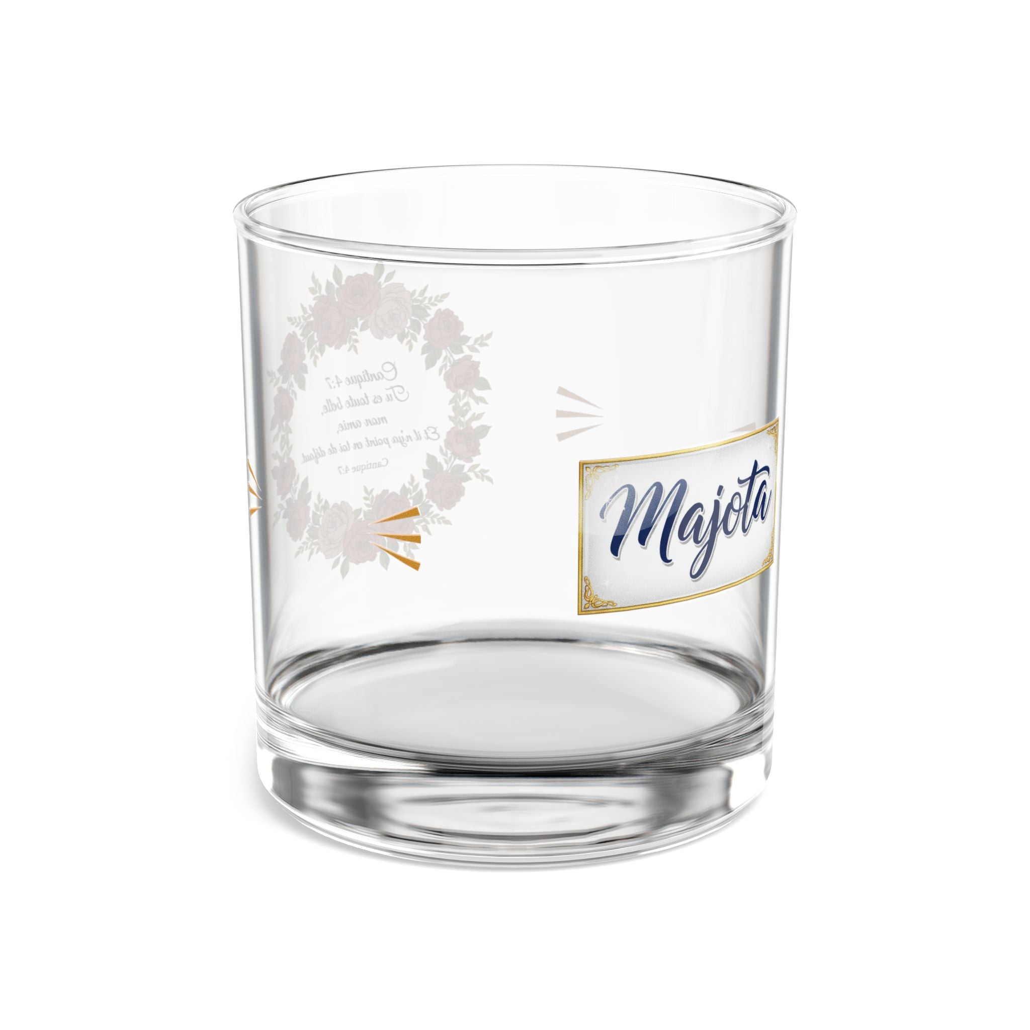 Floral Wreath 10oz Rocks Glass — Personalized Name Majota