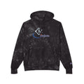 Embroidered Champion Tie-Dye Hoodie – Black Marble Crewneck