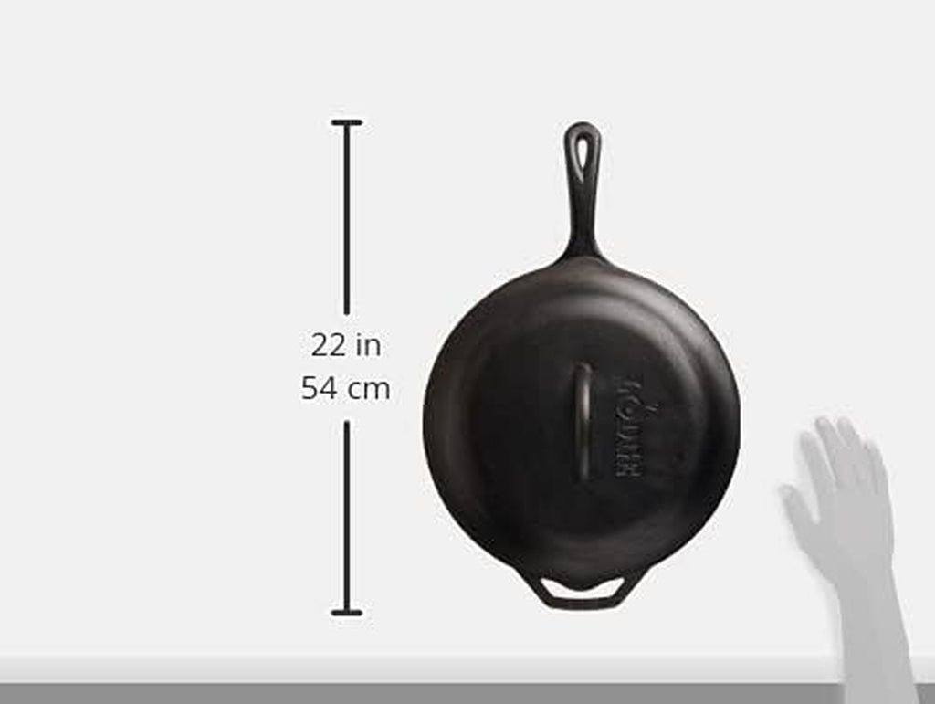 5 Quart Pre-Seasoned Cast Iron Deep Skillet with Lid - Signature Teardrop Handle & Assist Handle - Use in the Oven, on the Stove or Grill, or over a Campfire - Use to Sear, Sauté, Bake, Broil, Braise, Fry, or Grill - Black