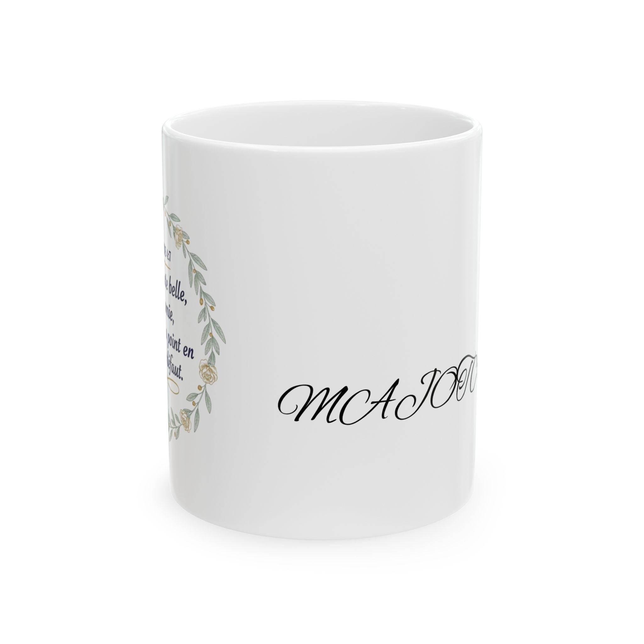 Inspirational Floral Wreath Ceramic Mug – Script Name Personalized 11oz/15oz