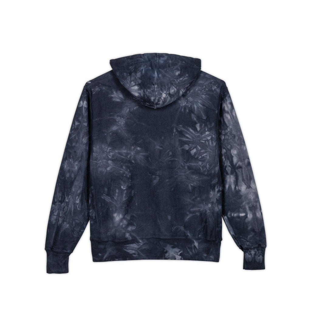 Embroidered Champion Tie-Dye Hoodie – Black Marble Crewneck