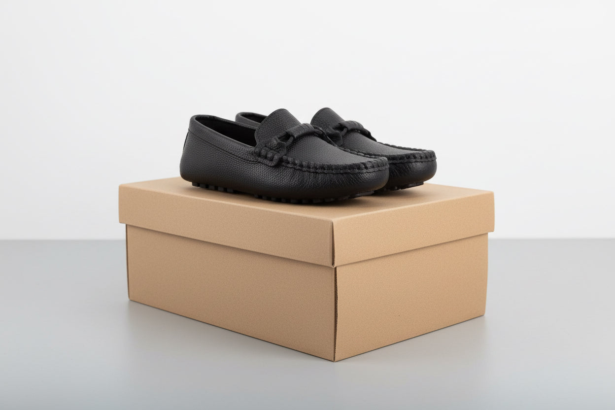 boys black leather Shoe Flat Loafers us shoe size 12