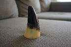 Hand-Carved Viking Drinking Horn with Forged Iron Stand -- Norse/Medieval