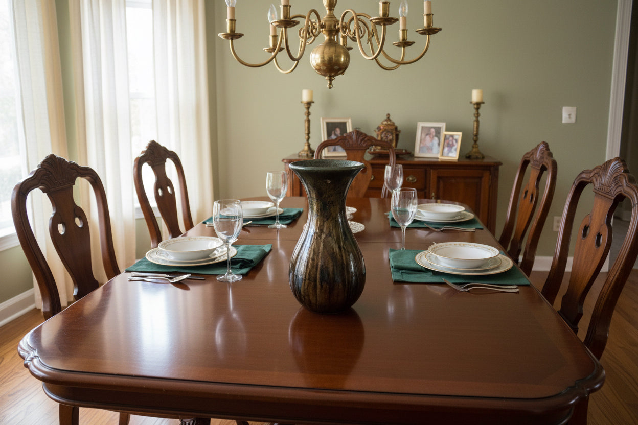 Earthy Acrylic Poured Vase With A Dark Shades Of Black And Brown